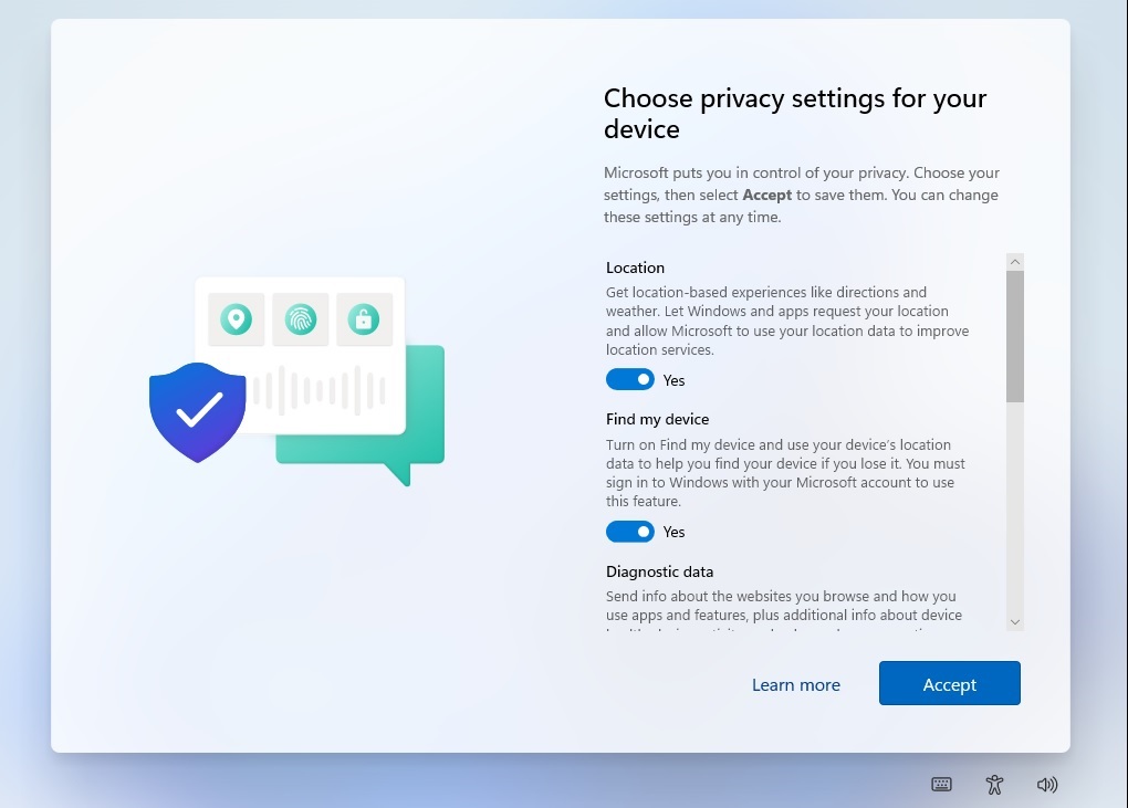 Privacy policy screen